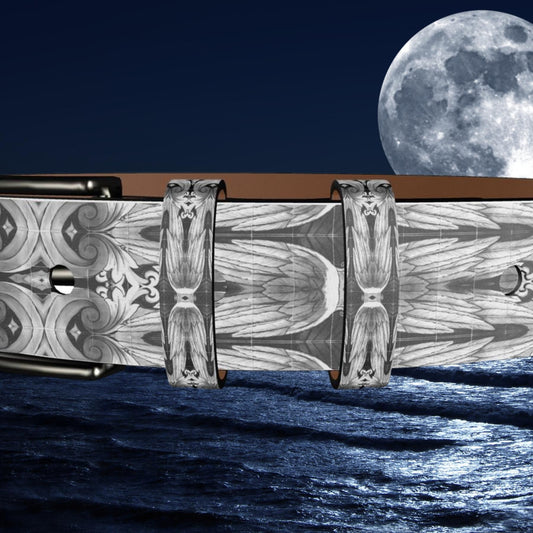 Moonlight Feather Designer Leather Belt